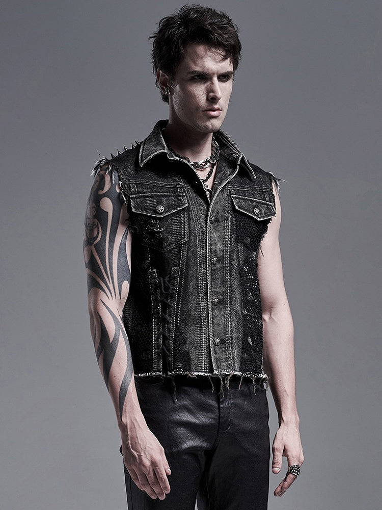 Black Men's Punk Decadent Vest