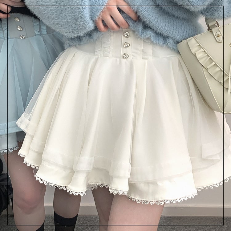 Pink Jirai Kei High-Waisted Tulle Skirt with Self-Tie Straps