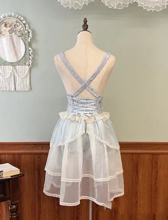 Straps Shoulder Waist with Lolita Bloomer Shorts Detachable Ouji Blue High