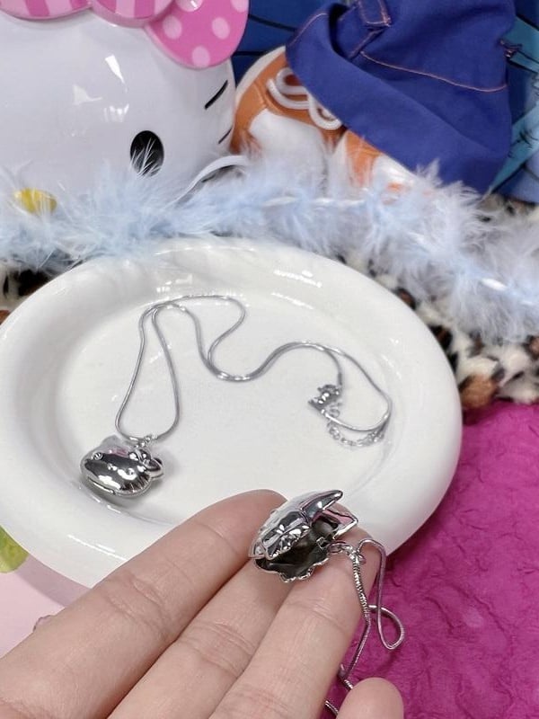 Y2K Kitty Charm Foto Halskette