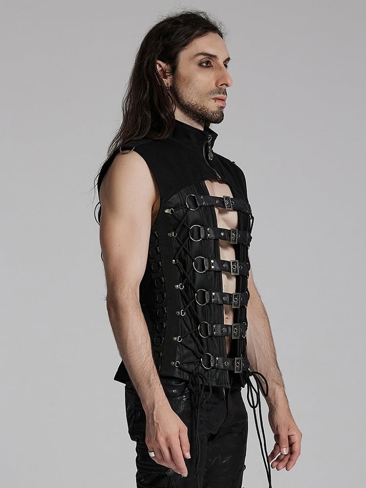 Black Men's Punk Power Sense Personality Vest