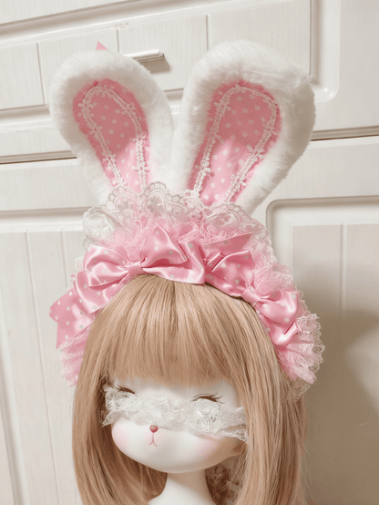 KC Sweet Lolita Bunny Bowknot Ear Pink Lace