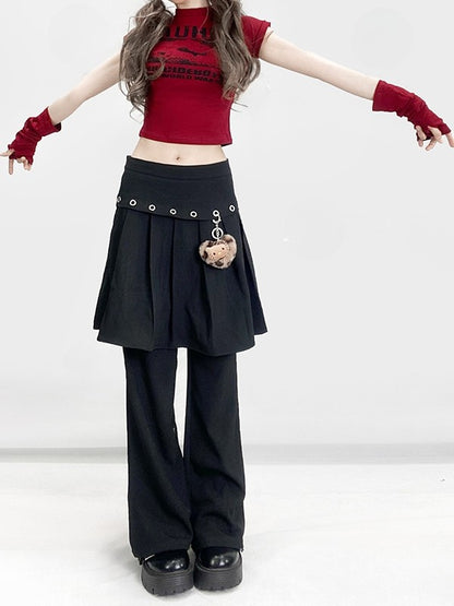 Flare Plissee Glamorous Bittersweet Silhouette Hose Schwarz Mit