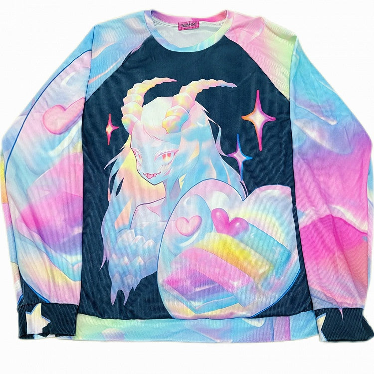 ギャルスウェットシャツ カラフル 漫画柄 ファッション