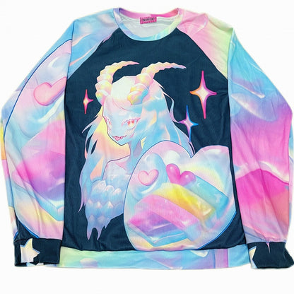 ギャルスウェットシャツ カラフル 漫画柄 ファッション