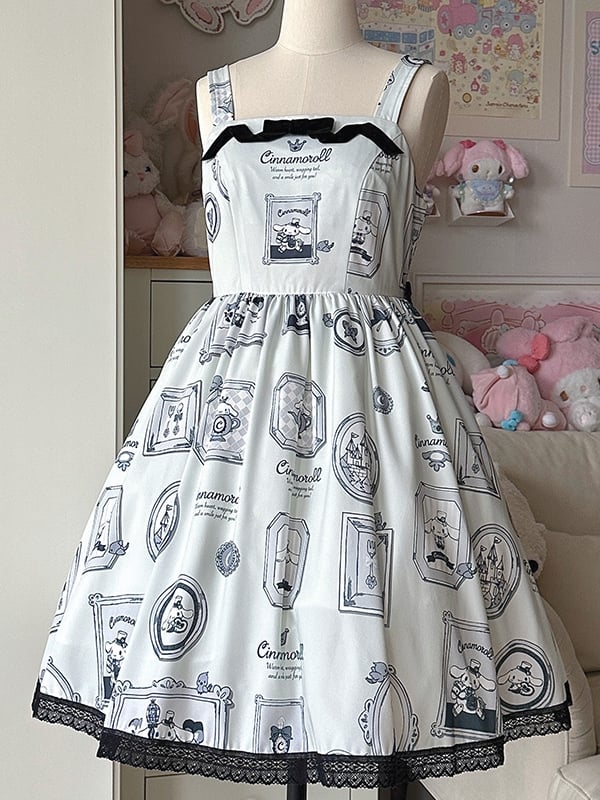 Cinnamoroll Bilderrahmen Lolita-Kleid Pulloverrock mit hoher Taille