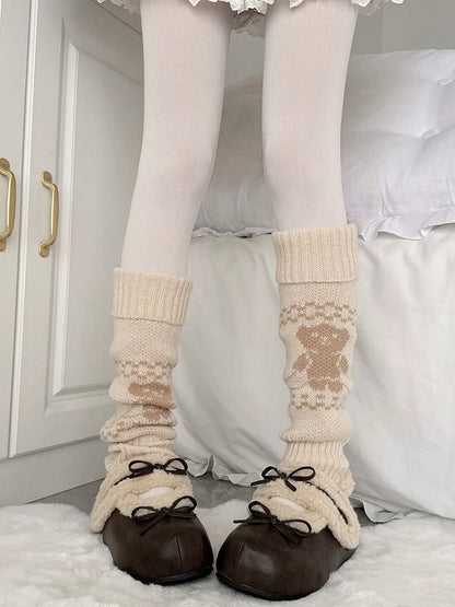 Teddy Bear Warmers Slouchy Light Knit Khaki Leg /