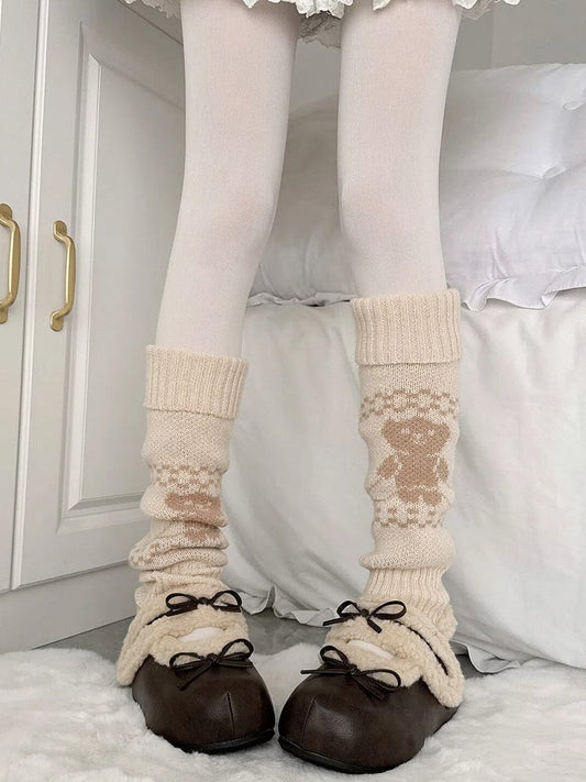 Teddy Bear Warmers Slouchy Light Knit Khaki Leg /