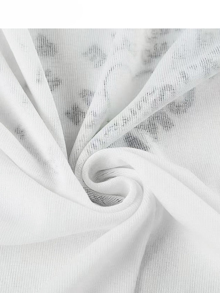 レターとビタースイートプリントのホワイトヘアネックラインアシンメトリー