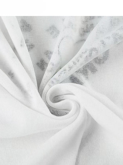 レターとビタースイートプリントのホワイトヘアネックラインアシンメトリー