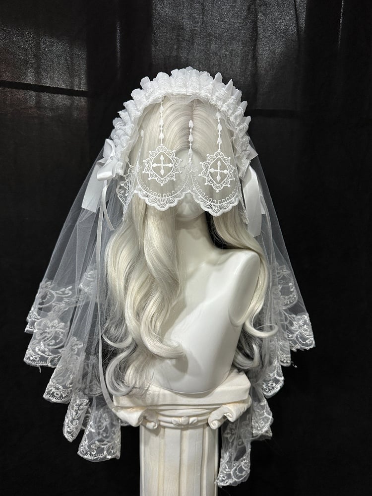 Gothic Hairband Veil with Lace Details - Custom Made Earrings