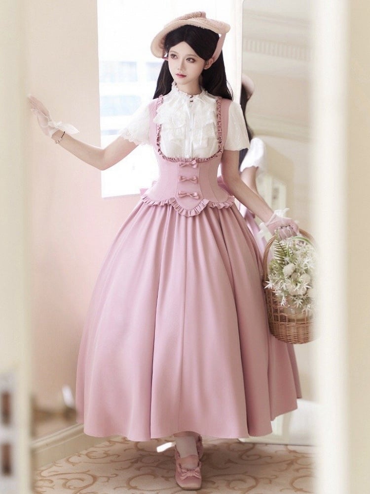 Büste Kleid Rand Rosa Unter Gewelltem Pullover Rock Rüschen Lolita Trimmen Klassisch Elegant