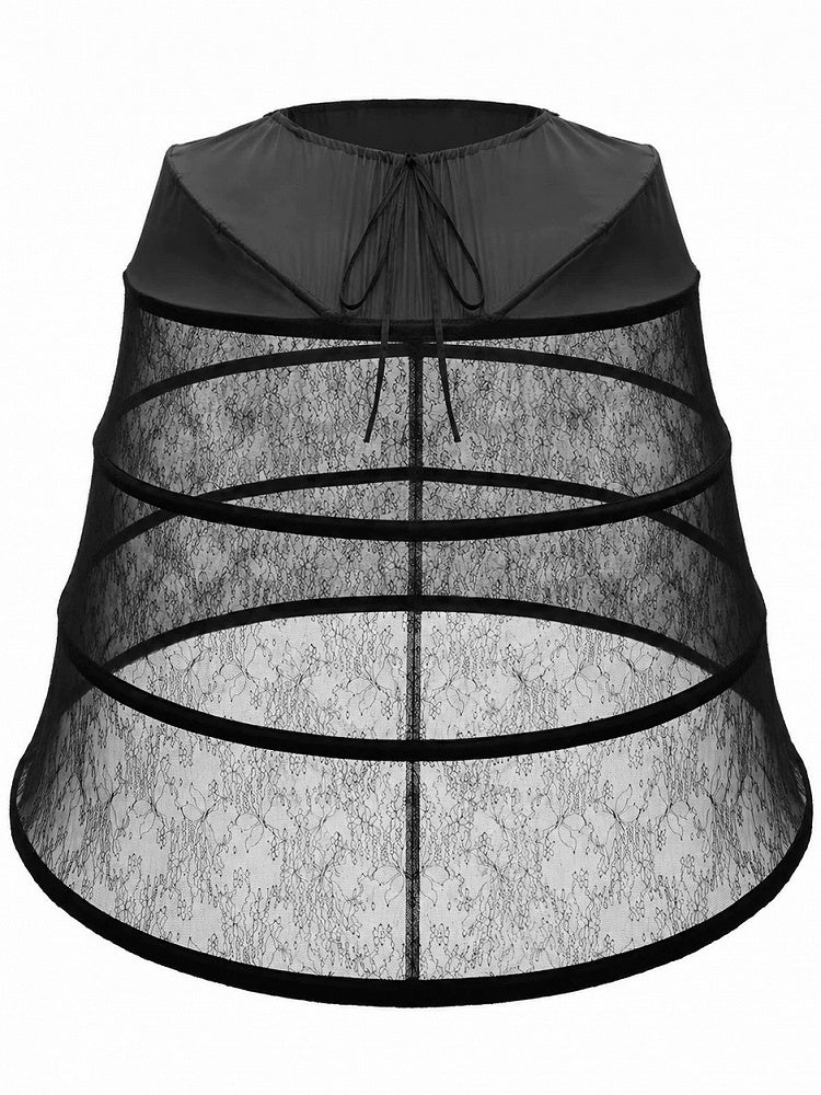 Black Lace Boned Gothic Bird-Cage Petticoat with Dramatic Structure - Blood Supply