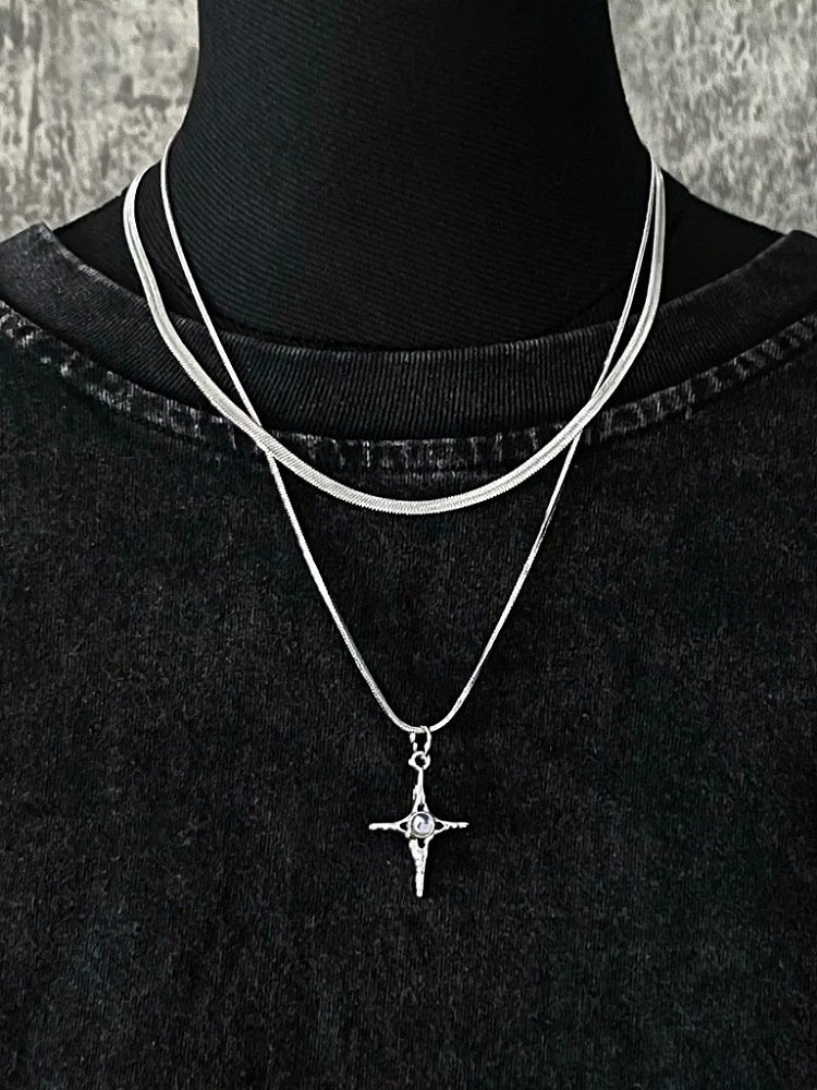Silver Cross Pendant Necklace - Strange Sugar