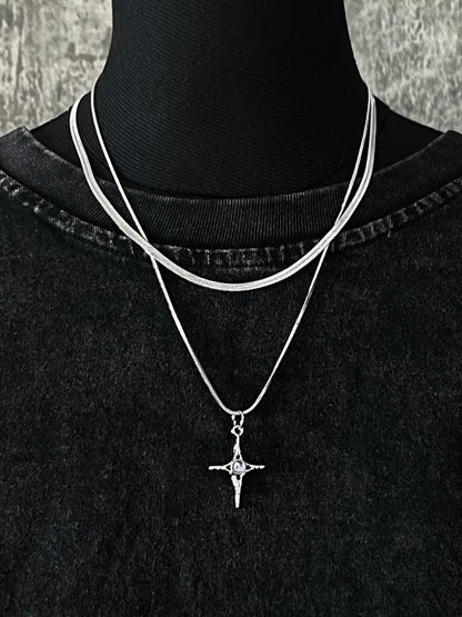 Silver Cross Pendant Necklace - Strange Sugar