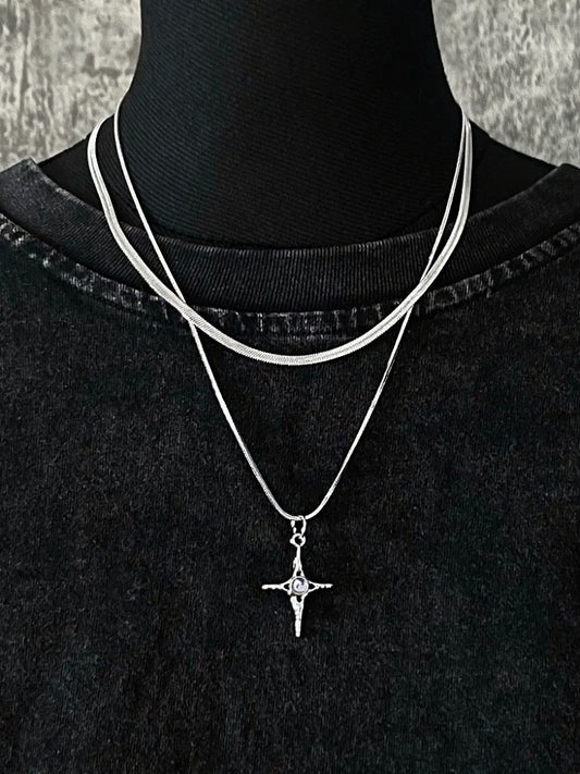 Collier avec pendentif croix en argent - Strange Sugar