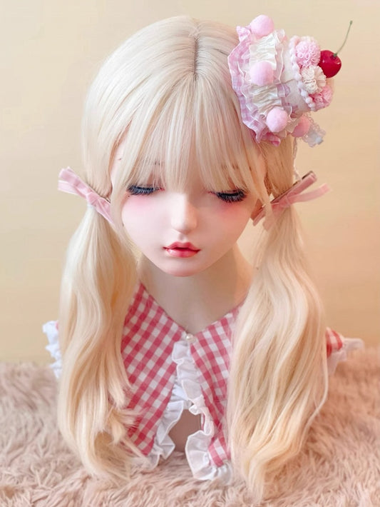 Pompoms Sweet Lolita Hat Cake Cherry Pink White with Mini