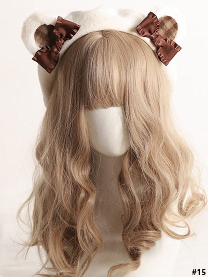 20 Color Options Sweet Lolita Plush Bear Ear Bowknot Beret