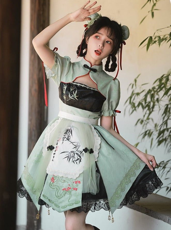 Print Big + Dress Apron Bow Short China