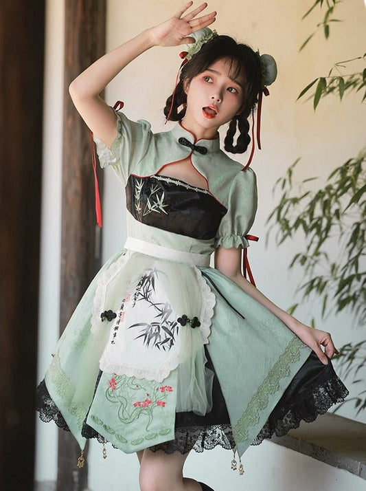 Print Big + Dress Apron Bow Short China