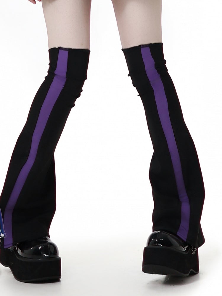 Colorblock Design Leg Warmers and Purple Black
