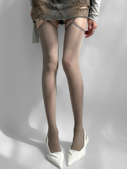 Strapsbesatz Spitze Weiß/Lila/Grau/Schwarz Strümpfe