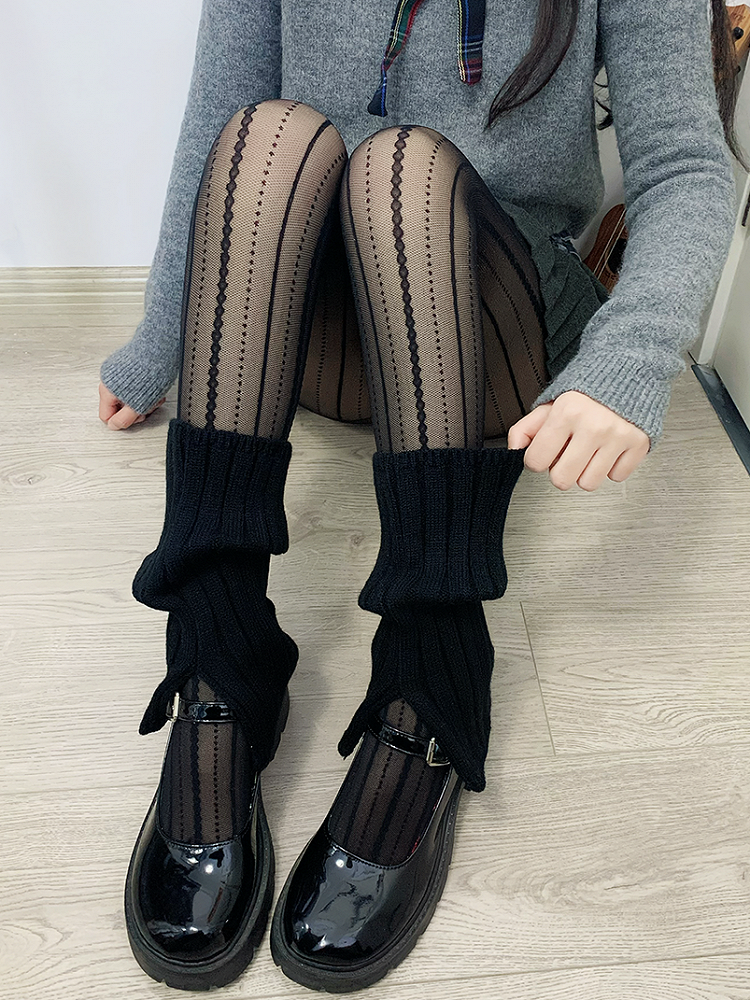 ミルクホワイト/グレー/コーヒー/ブラック スプリットニット レッグウォーマー