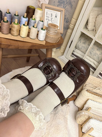 Heels Bow Frame Picture - Toe Elegant Top Brown Middle at Design Lolita Round