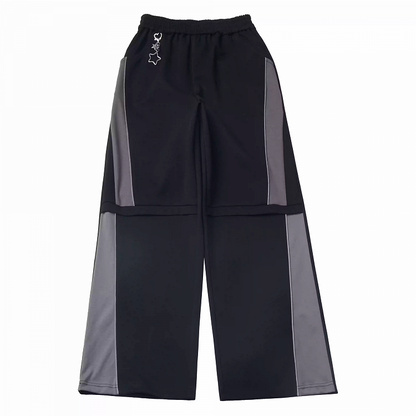 Hose Schwarz Grau Colorblock Design Techwear Casual