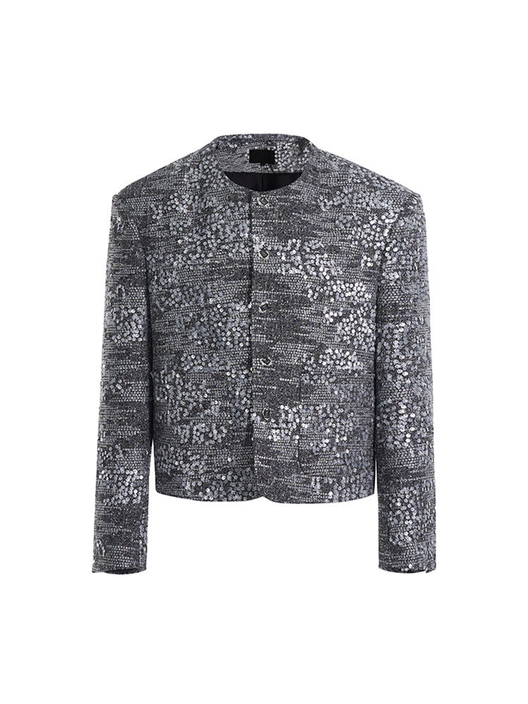 Accents Men's Silver Shoulder with Sequin Pads Jacket