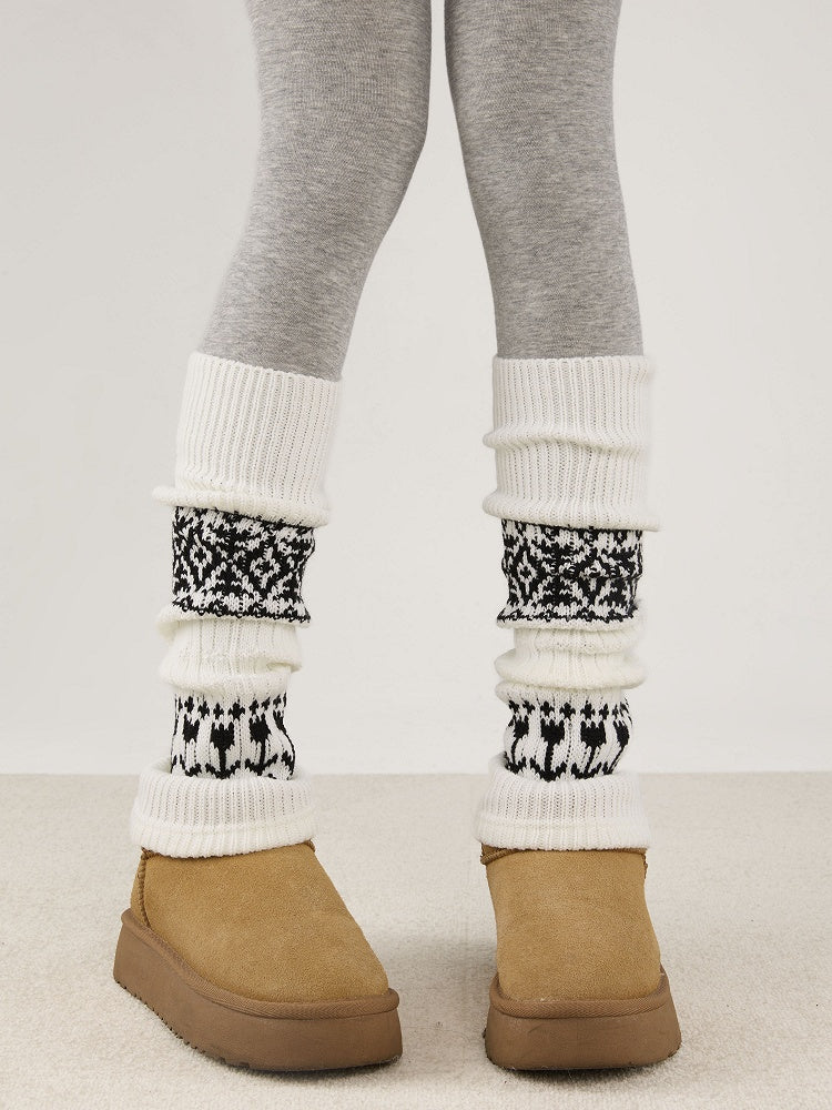 Knitted and Floral Leg 6 Geometric Warmers Colors Pattern