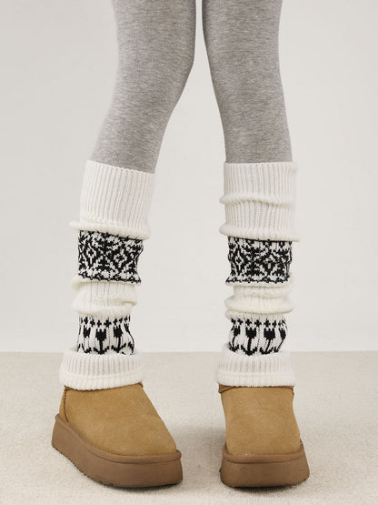Knitted and Floral Leg 6 Geometric Warmers Colors Pattern