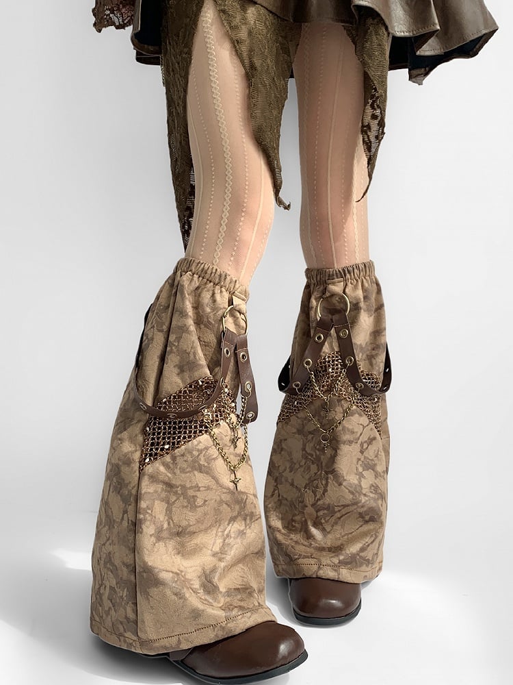 Punk And Belt Key Brown Wasteland Charm Leg Y2K Warmers