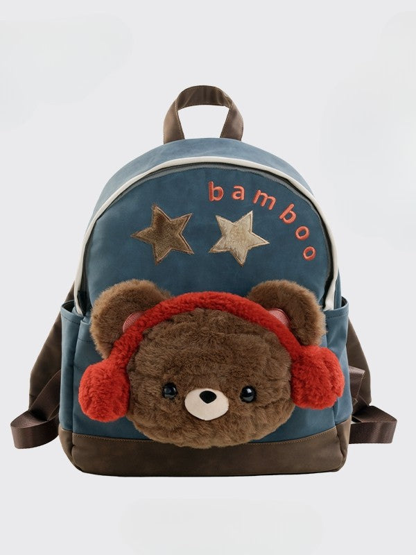 And Letter Suede Star With Backpack Detachable BlueBrown Bear A Embroidery Plushie