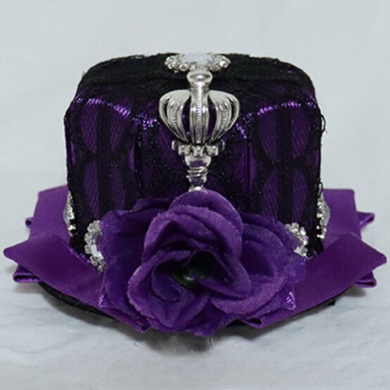 レースの花柄ミニデザイン帽子クラウンパープルトリム装飾