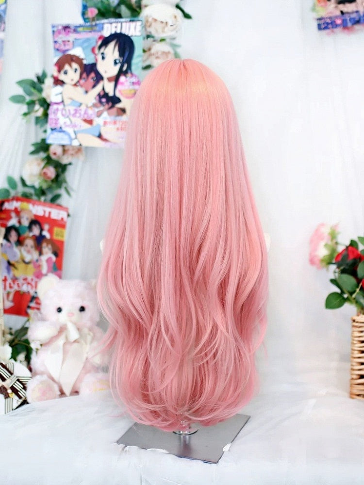 Pink Long Wavy Wig with Side Bangs - Dalao Home