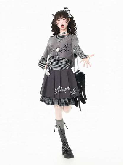 Gray V-Neck Short Sleeve Cropped Hooded Shirt with Letter Embroidery - Languid Park