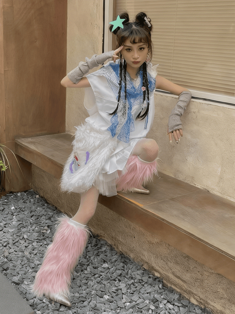 Pink 20CM/30CM/40CM Shaggy Y2K Leg Warmers