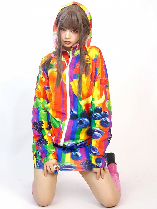 Fruit Jacket Gyaru Protection Hoodie Colorful Sun Fashion Print