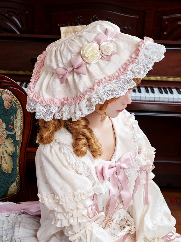 Beige & Pink Lolita Baby Hat - Mirror Ragdoll
