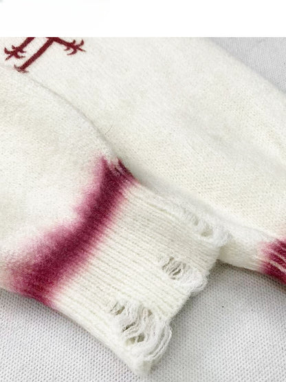 Christmas Letter Off-the-shoulder Neckline White Sweater