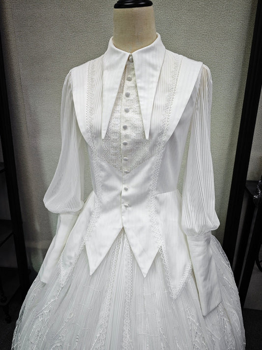 Sleeves Long Shirt Lolita White Collar Gothic Pointed Flat