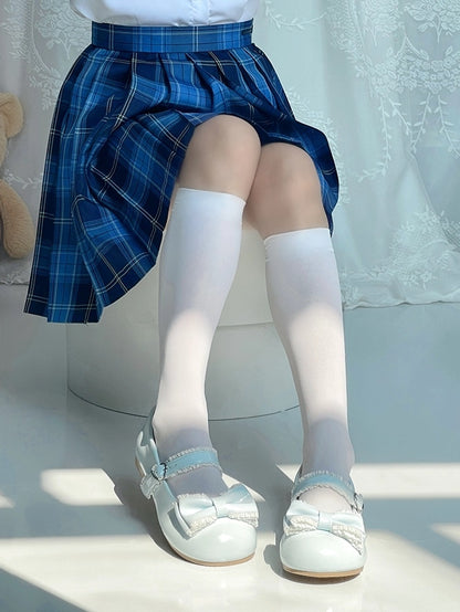 Blue Sweet Mary Lolita Low-heel Janes Light with Ruffle Accents