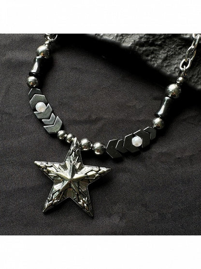 Star Pendant Silver Chain Necklace - YSHXS
