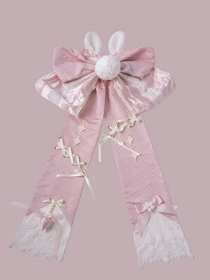 Train Ears Lolita Pink with Plush Tail Bunny Bow Big