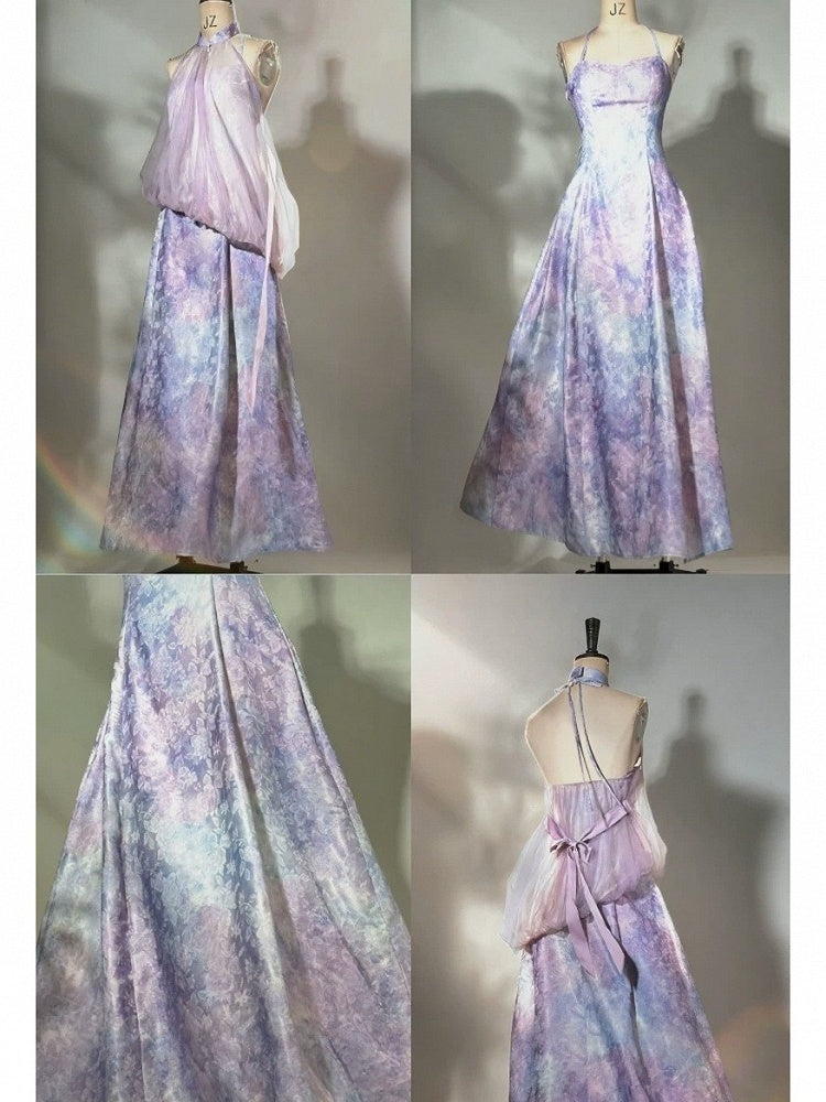 Satin A-Line Chinese Style Floral Slip Dress - sijinstudio