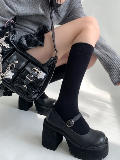 Lange schwarze JK-Baumwollstrümpfe