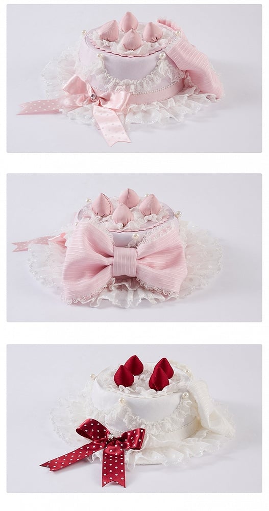 Pink / White Strawberry Cake Mini Hat