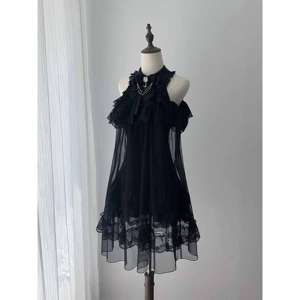 Japanese Elegant Off-Shoulder Dress – Summer Lady Black Lolita Gown