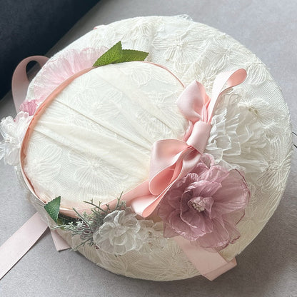 Elegant / Hat Lolita Floral Design Beige Black